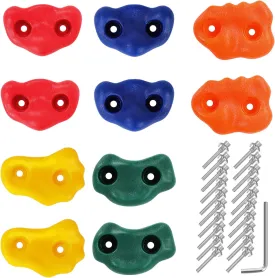 10Pcs Rock Wall Climbing Holds for Kids, Indoor and Outdoor Rock Wall Kit, Multi-Colored Climbing Rock Wall Grips for Playground Play Set Workout Boys Girls