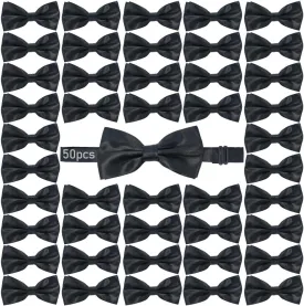 50 Pcs Men's Bow Ties Bowties Formal Satin Solid Pre-tied Clip On Bow Ties Adjustable Satin Bow Tie for Any Age