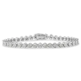 .925 Sterling Silver 1.0 Cttw Diamond Miracle-Set 7" Link Bracelet (I-J Color, I3 Clarity)