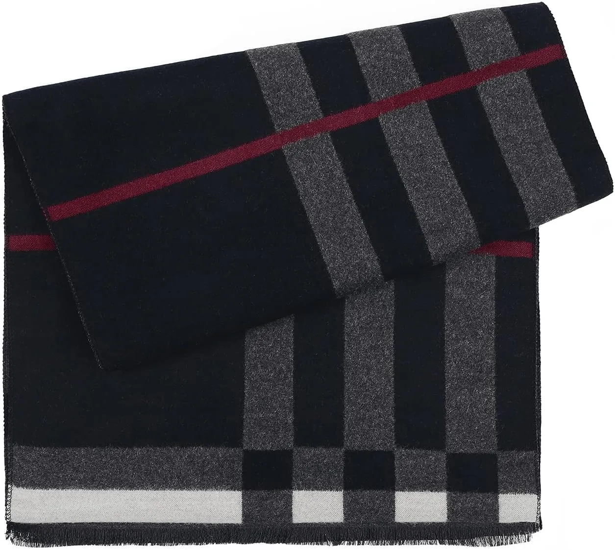 American Trends Mens Winter Warm Long Soft Scarf Plaid Tassel Scarf for Men Soft Classic Scarves