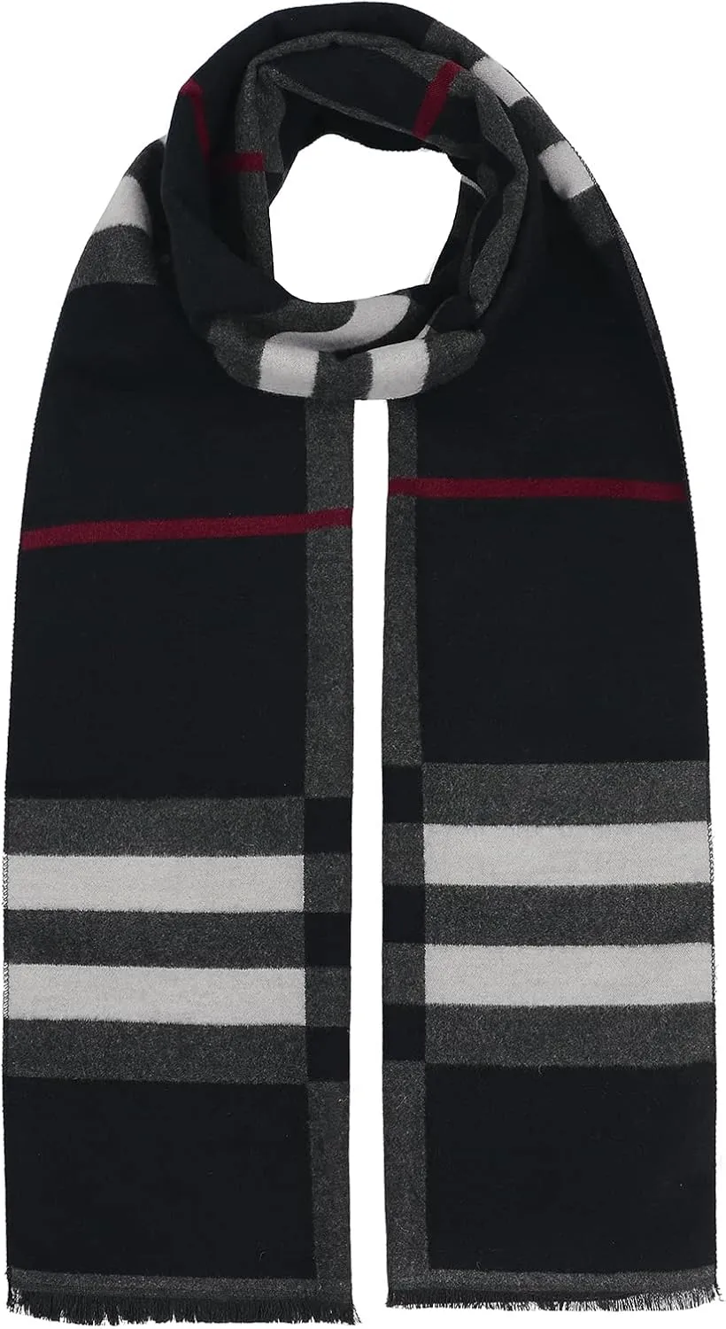 American Trends Mens Winter Warm Long Soft Scarf Plaid Tassel Scarf for Men Soft Classic Scarves