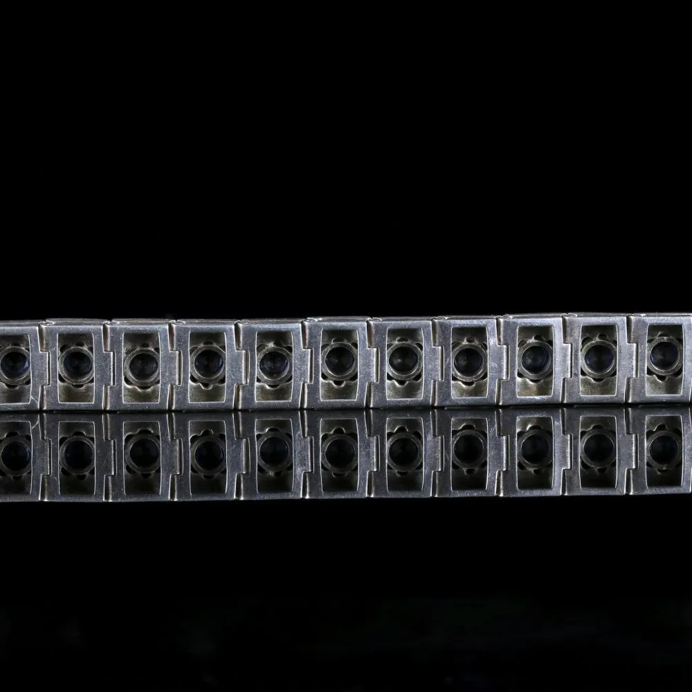 Antique Art Deco Silver Blue White Paste Bracelet Circa 1920