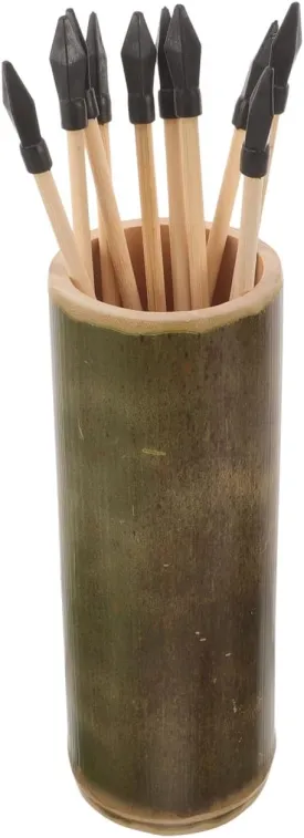 Bamboo Pot Toss Game Set Throwing Game with 9.84 Inch Pot and 10 Arrows for Team Building, School, Company, and Kindergarten Activities