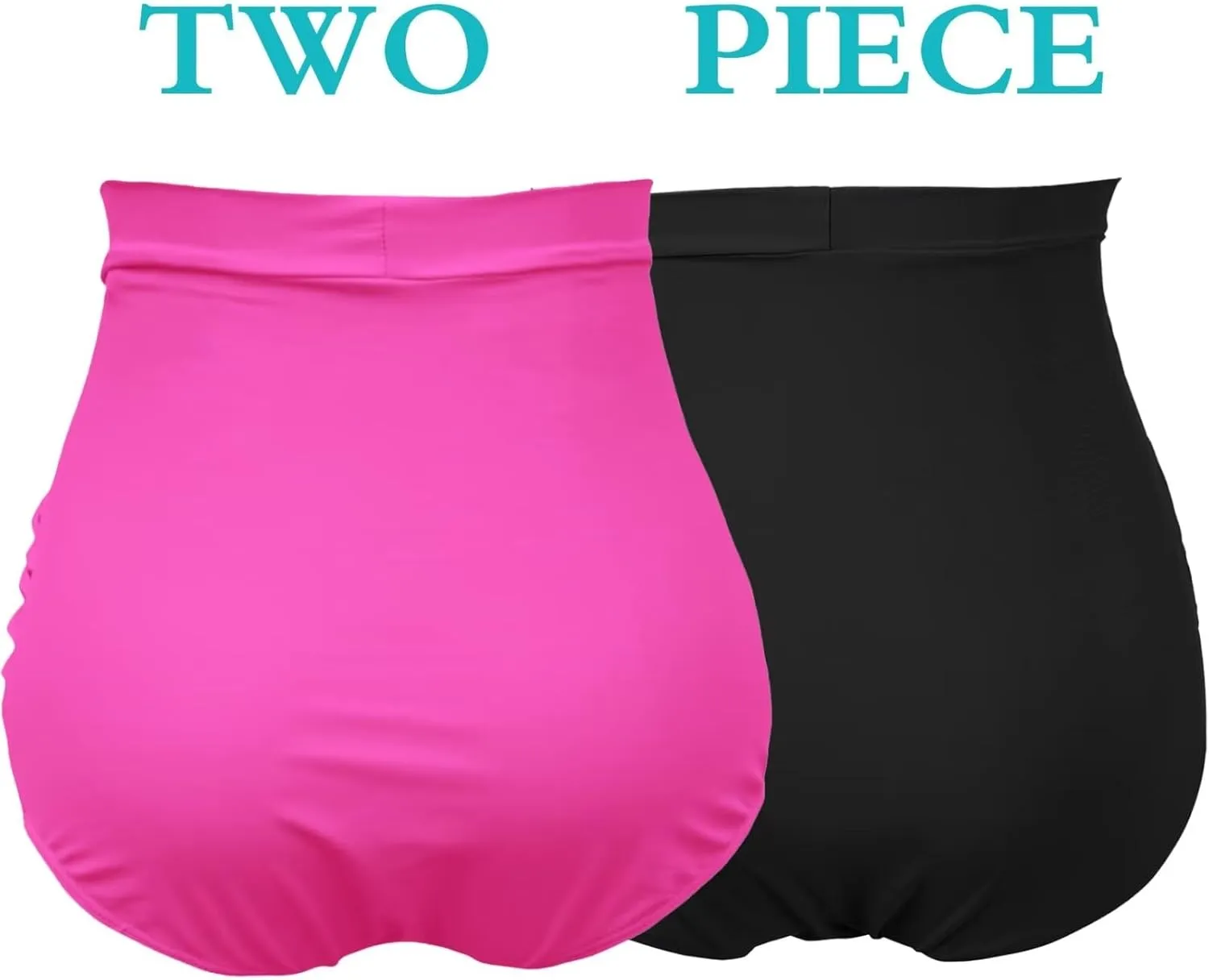 COCOPEAR Women's Ruched High Waisted Bikini Bottom Retro Vintage Swim Short Tankinis