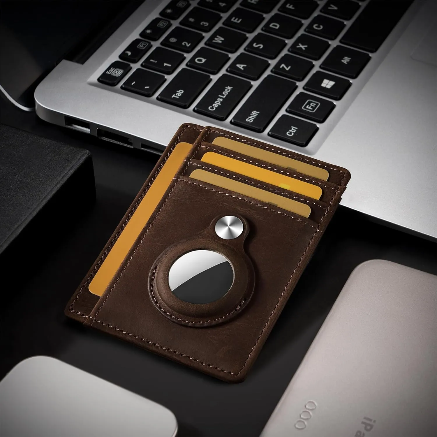 Hawanik Slim Minimalist Front Pocket Air Tag Wallet, RFID Blocking Card Holder Wallet with Airtag Holder