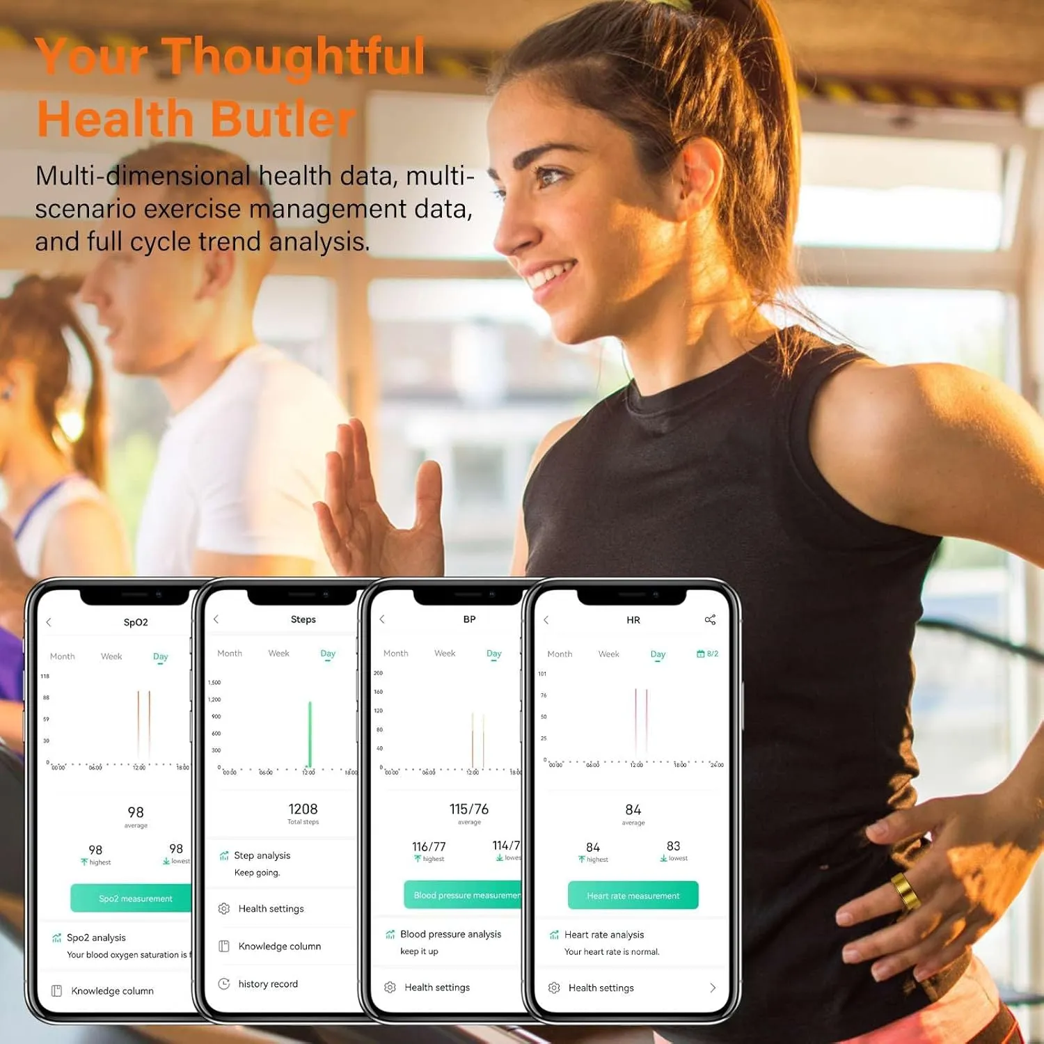 Health Tracker Fitness Sleep Monitor for Women (Gold10#)