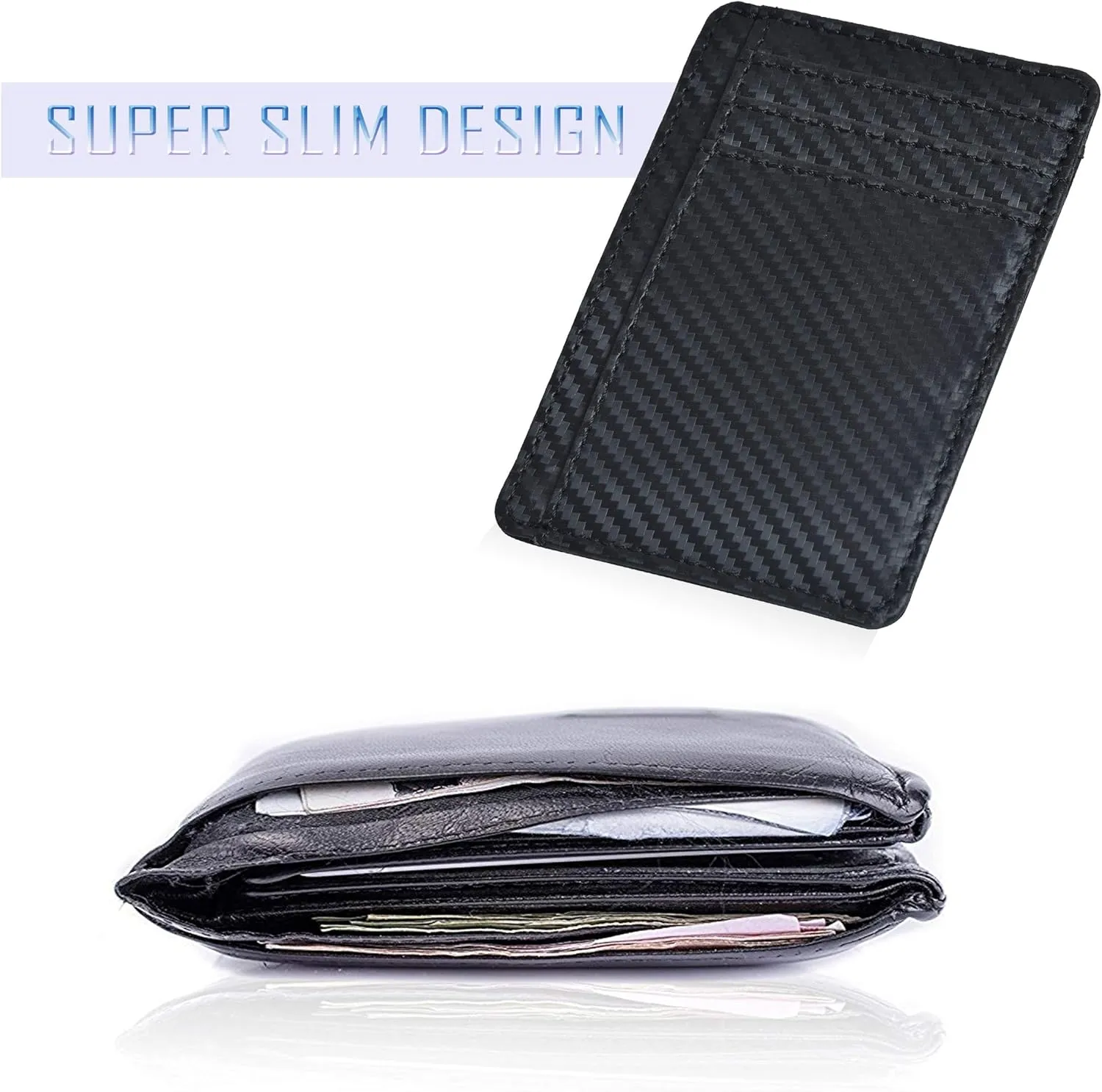 Leather Minimalist Wallet for Men & Women RFID Front Pocket Leather Card Holder Wallets