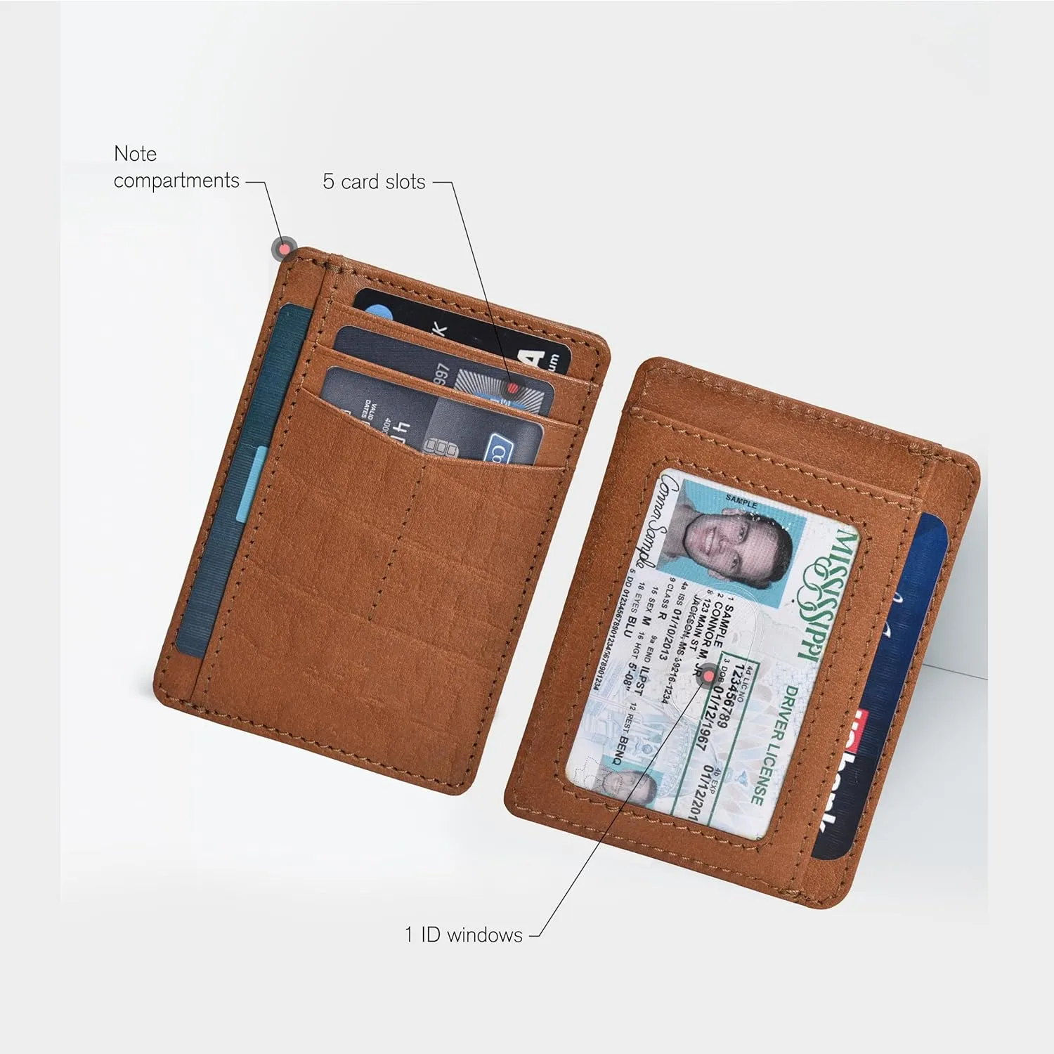 Leather Minimalist Wallet for Men & Women RFID Front Pocket Leather Card Holder Wallets