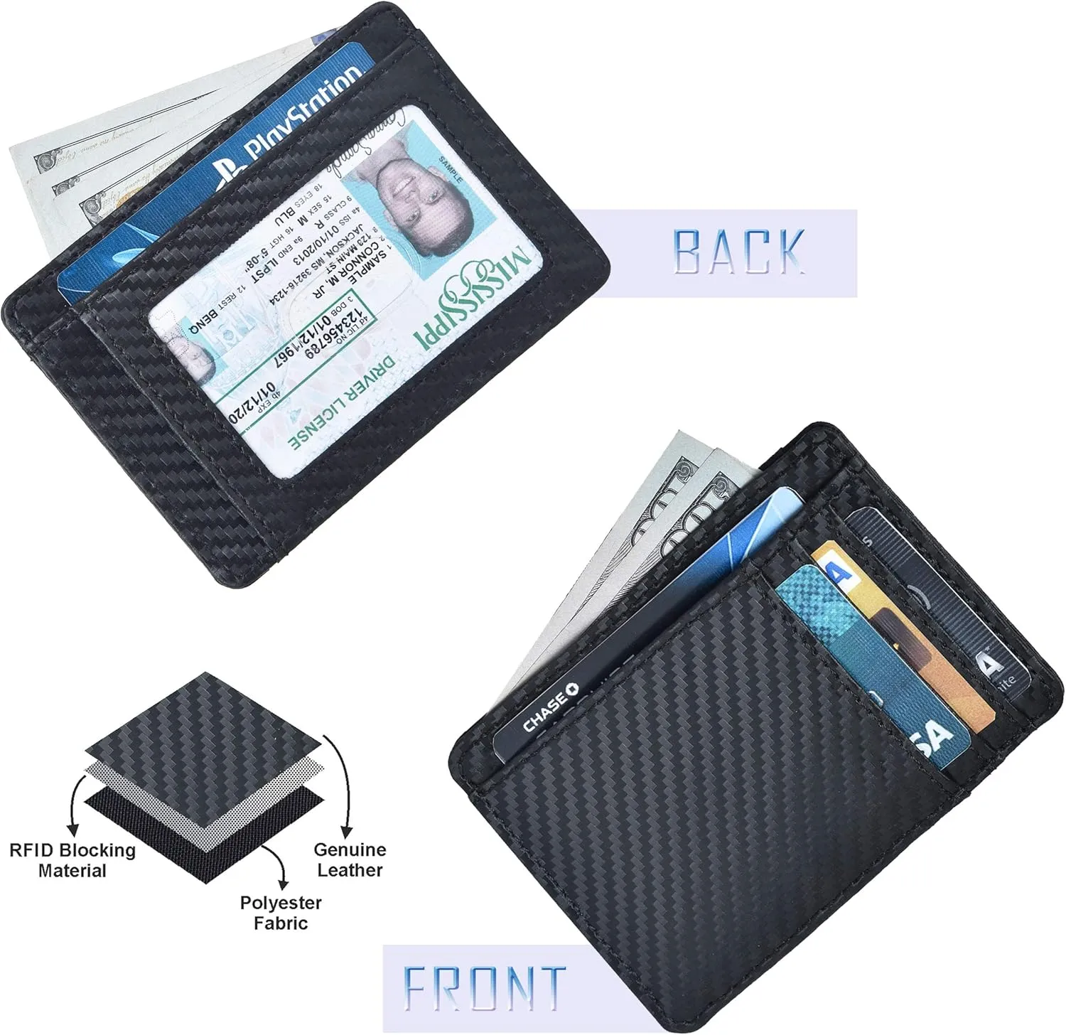 Leather Minimalist Wallet for Men & Women RFID Front Pocket Leather Card Holder Wallets