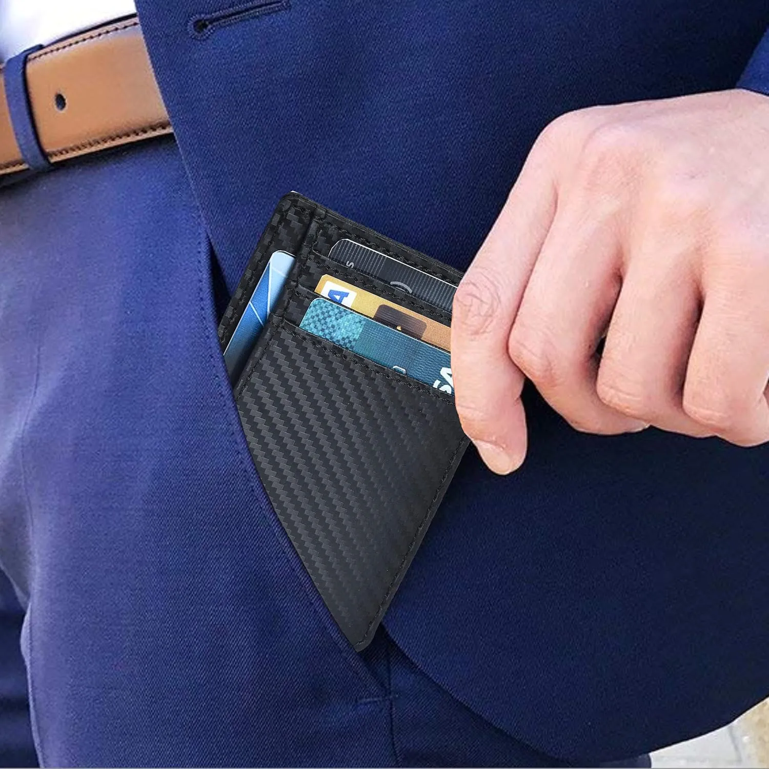 Leather Minimalist Wallet for Men & Women RFID Front Pocket Leather Card Holder Wallets