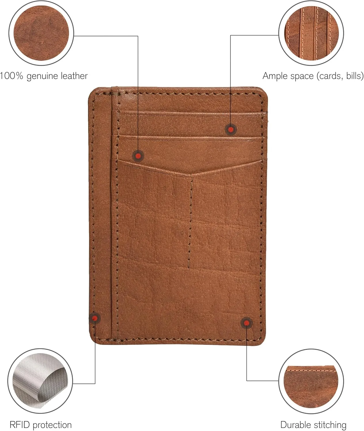Leather Minimalist Wallet for Men & Women RFID Front Pocket Leather Card Holder Wallets