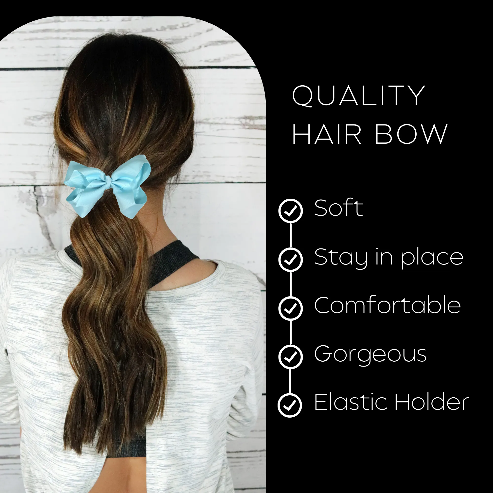 Light Blue Classic Hair Bow