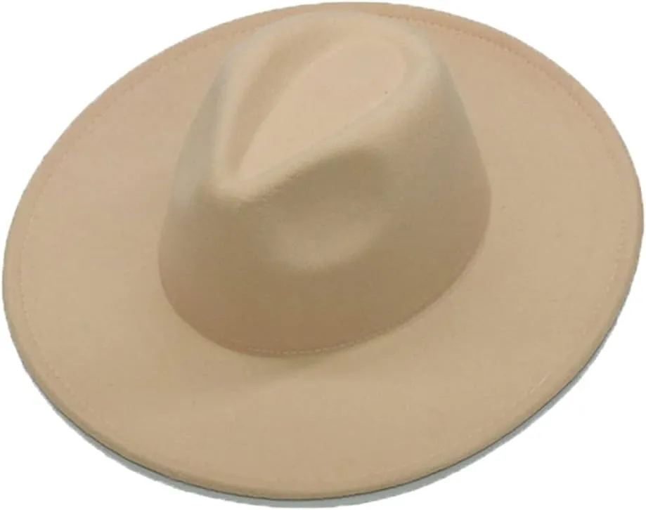 SaoBiiu 9.5Cm Wide Brim Fedora Hats for Women All-Match Men Formal Church Caps Felted Dress Hat