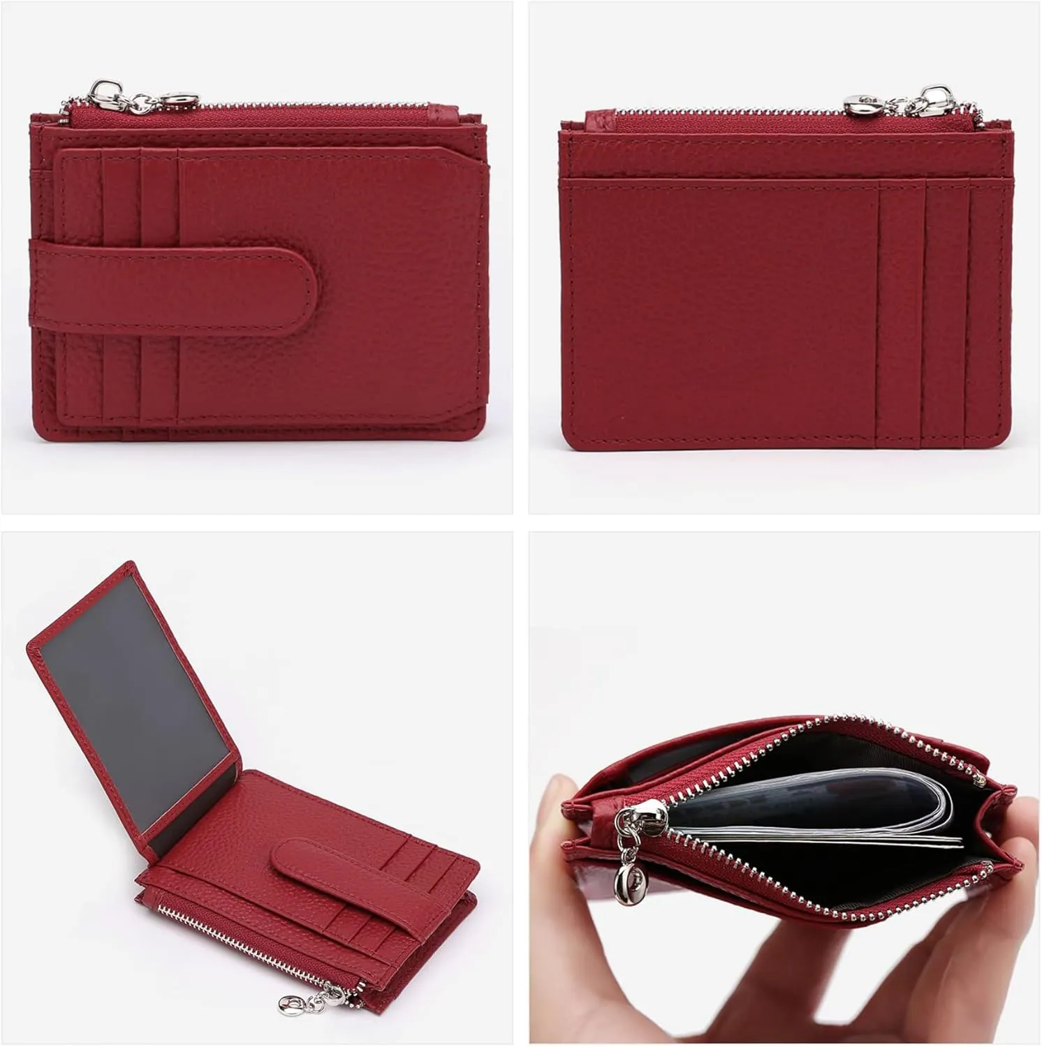Slim Wallet for Women Thin Womens Card Holder RFID Blocking Genuine Leather Small Wallets