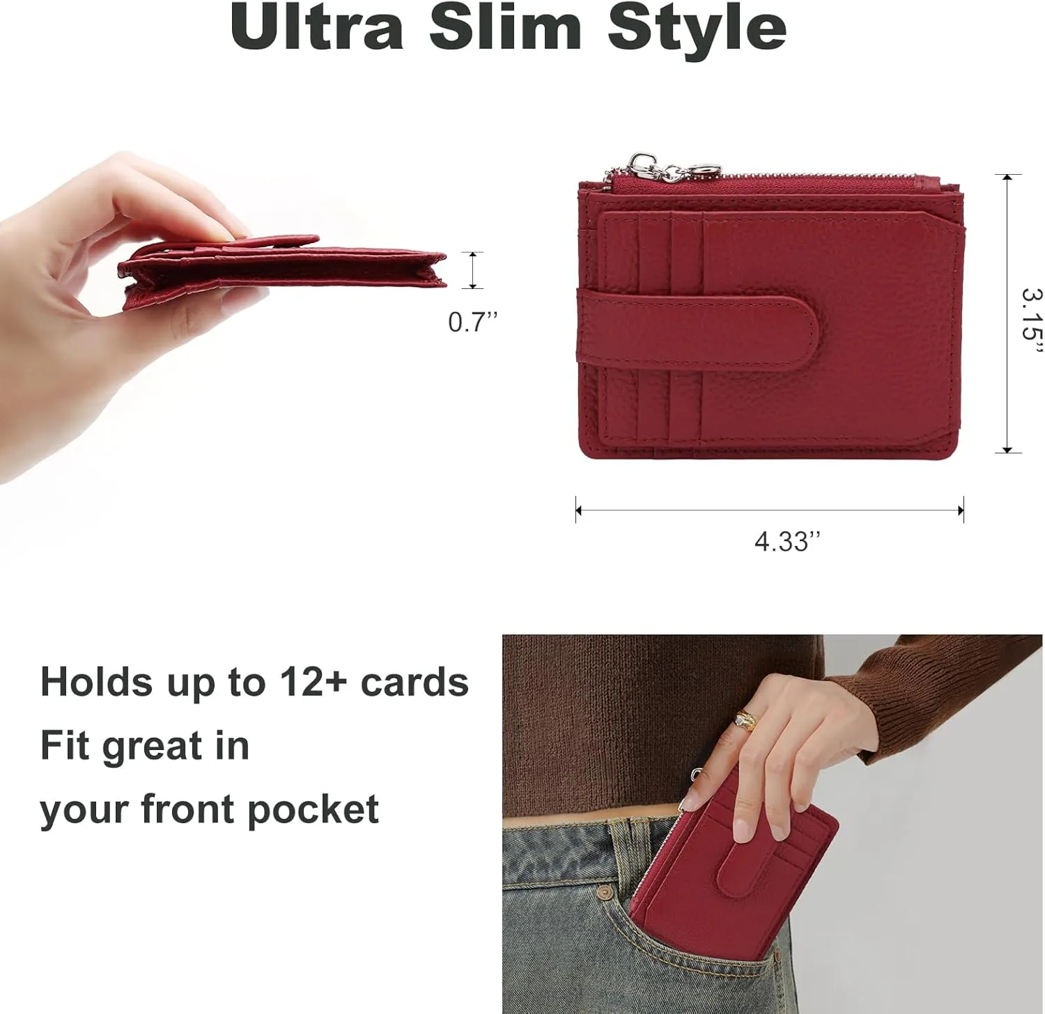 Slim Wallet for Women Thin Womens Card Holder RFID Blocking Genuine Leather Small Wallets