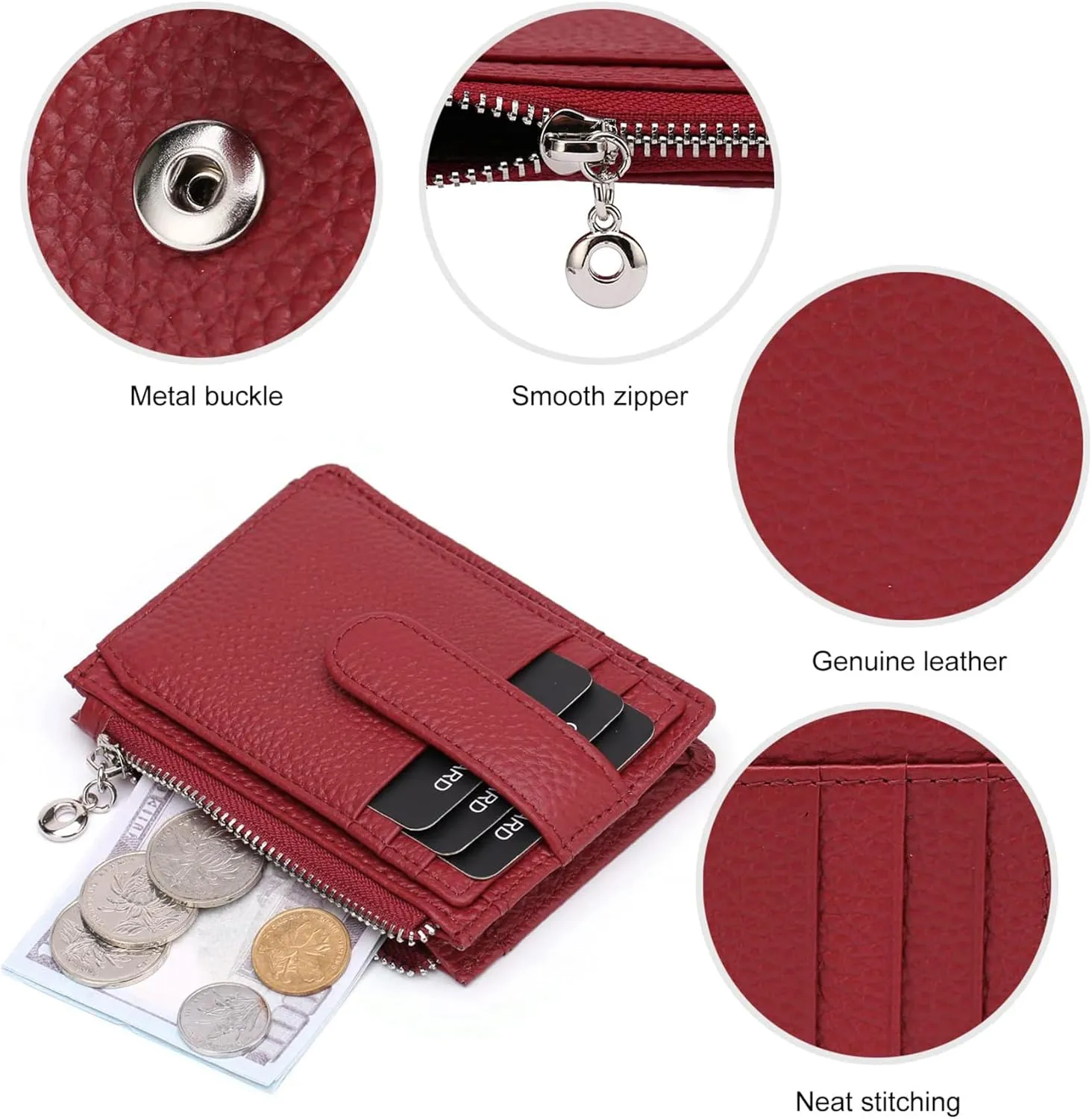 Slim Wallet for Women Thin Womens Card Holder RFID Blocking Genuine Leather Small Wallets