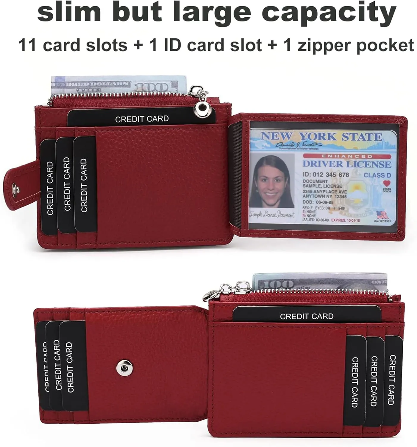 Slim Wallet for Women Thin Womens Card Holder RFID Blocking Genuine Leather Small Wallets