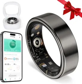 Smart Ring Fitness Tracker for Men - Health Heart Rate Ring with Sleep Monitor and Blood Oxygen Tracking, No Subscription Fee, Family Care, Remote Photography,IP68 Waterproof