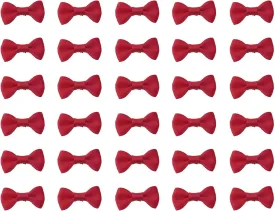 Sowaka 50 Pcs Mini Bow Ribbon Satin Soft Black Appliques Boutique Bow Ties for DIY Crafting Sewing Project Making Scrapbooking Embellishment DIY Decoration Wedding Parties Gift Dcor (Red)