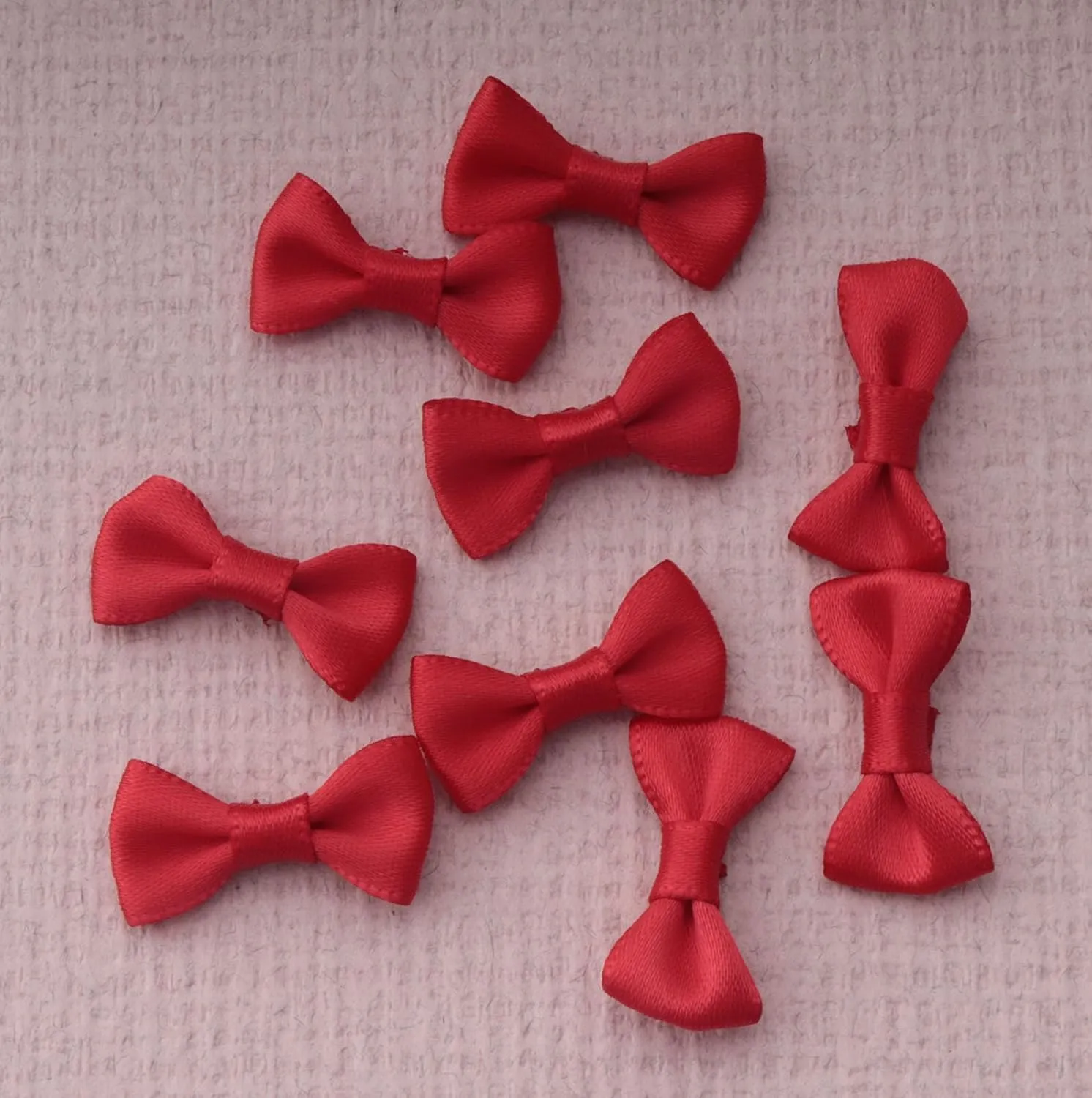 Sowaka 50 Pcs Mini Bow Ribbon Satin Soft Black Appliques Boutique Bow Ties for DIY Crafting Sewing Project Making Scrapbooking Embellishment DIY Decoration Wedding Parties Gift Dcor (Red)