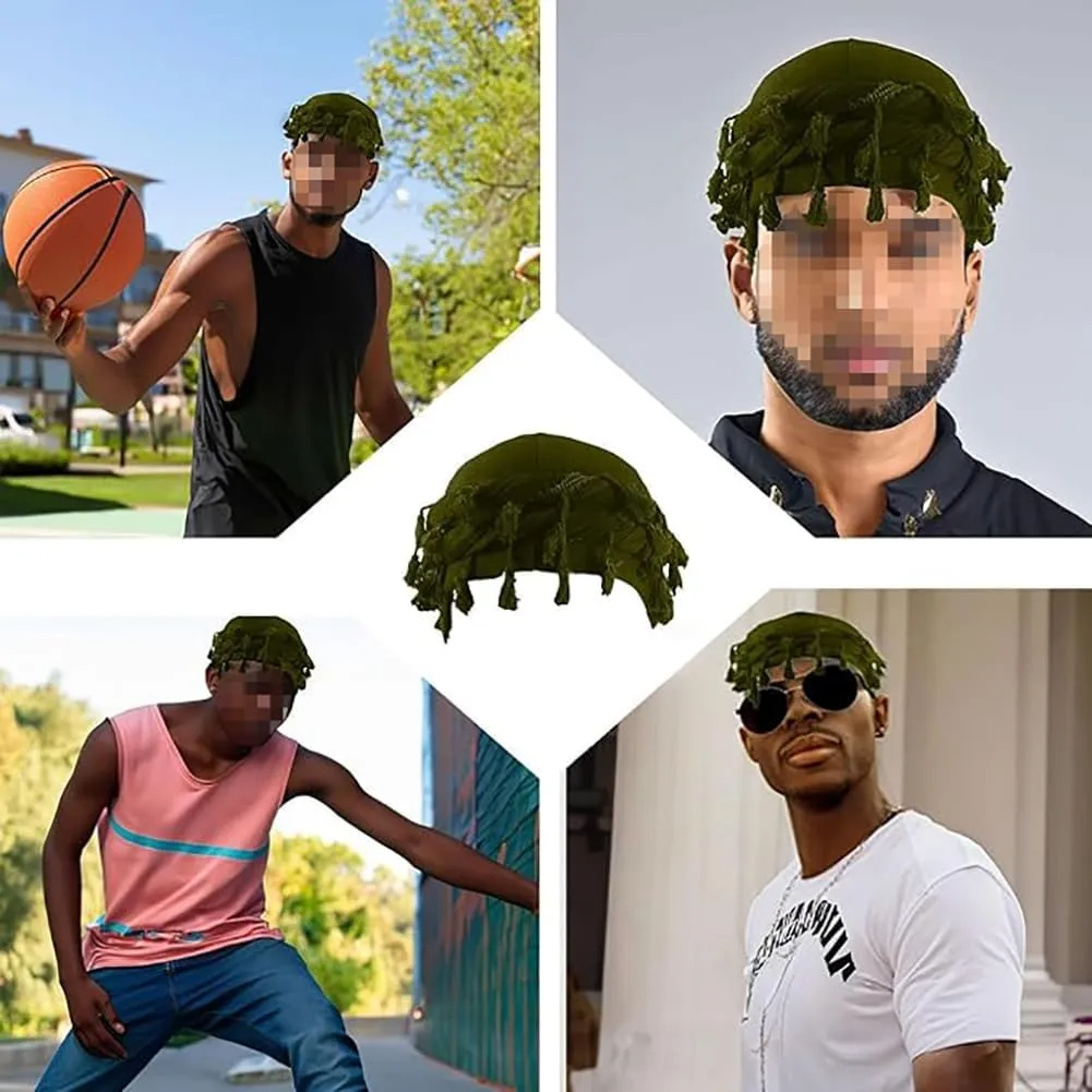 Turban for Men Vintage Twist Head Wraps Satin Lined Halo Turban Head Scarf Lightweight Tassel Beanie Hats