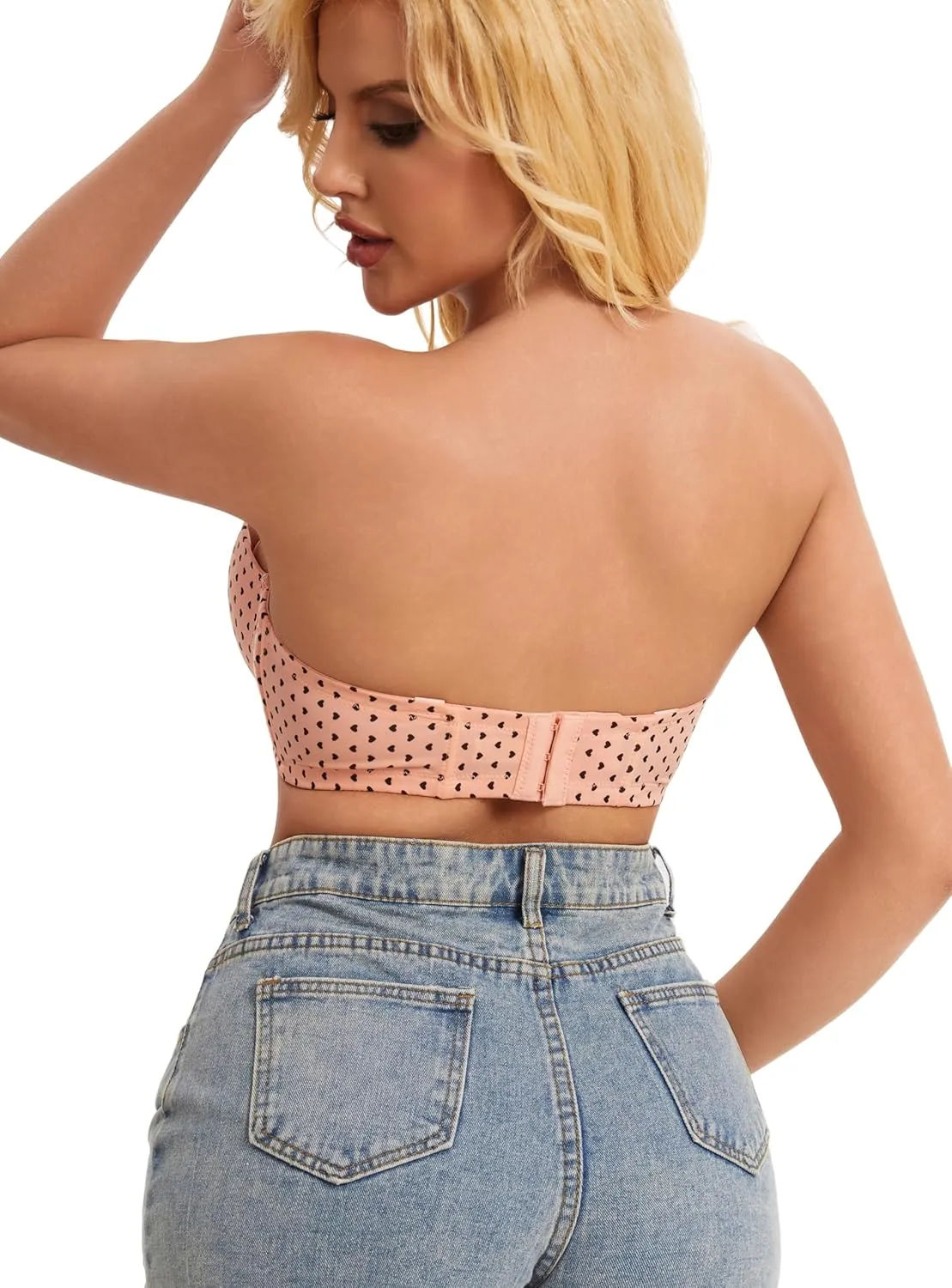 Women's Push up Strapless Bra with Clear Straps for Big Bust, Never Move On Party Band Size(34-48) Cup B/C/D/DD/DDD/G